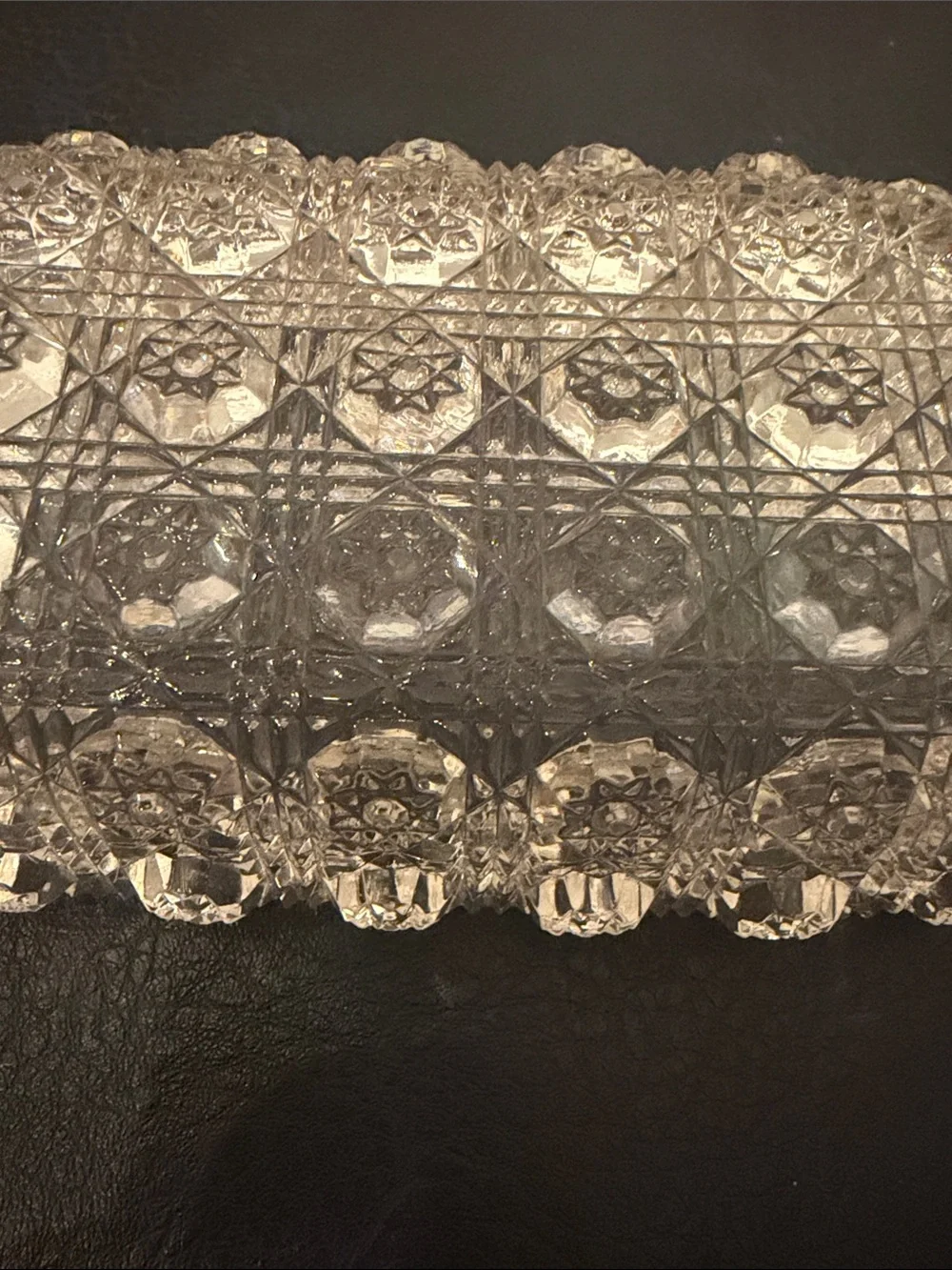 Clear Cut-Glass Butter Dish and Double-Ended Knife Rest